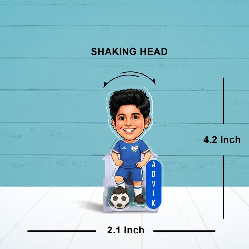 Personalized Football Player Bobblehead Caricature | Unique Gift for Kids, Football Fans & Players | Ideal Birthday or Return Gift for Boys | Battery Powered Moving Head